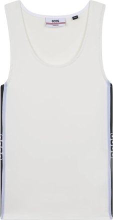 GCDS Logo-Stripe Tank Top - Dames - Tops zonder mouwen - Wit - M - Denim - Tops
