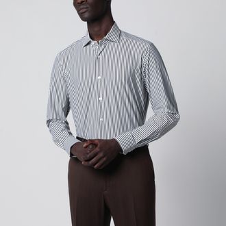 Xacus White Active Striped Tailor Fit Shirt