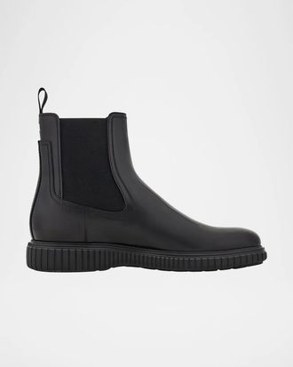 Ferragamo Men & apos;s Santo Leather Rubber-Sole Chelsea Boots