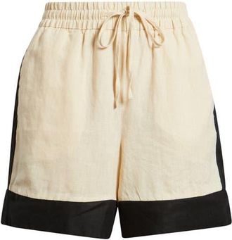 Mango Morti Colorblock Linen Shorts in Ecru at Nordstrom, Size Medium