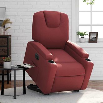 vidaXL Vidaxl - Sill&oacute;n Elevable El&eacute;ctrico Cuero Artificial Rojo Tinto