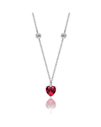 Genevive Silver Cz Heart Necklace