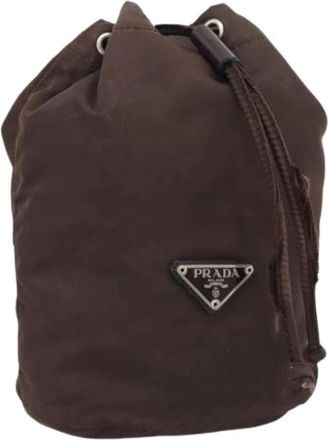 Prada Pre-owned Nylon Pouch - Dames - Vintage Tas - Bruin - ONE Size - Nylon - Vintage