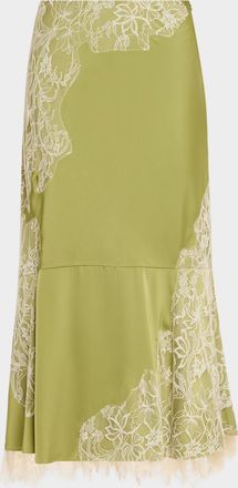 Cinq &agrave; Sept Esme Lace Satin Liore Midi Skirt