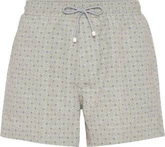 Brunello Cucinelli geometric-print swim shorts - men - Polyester - S - Green