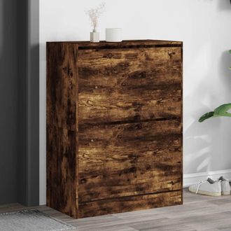 vidaXL Vidaxl - Mueble Zapatero 2 Cajones Abatibles Roble Ahumado 80x42x108 Cm