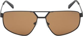 Guess 61mm Geometric Sunglasses in Matte Black /Brown at Nordstrom Rack