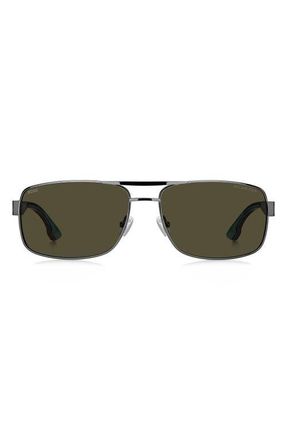 BOSS 62mm Navigator Sunglasses in Dark Ruthenium/Green at Nordstrom