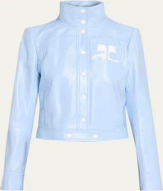 Courr&egrave;ges Textured Vinyl Crop Jacket