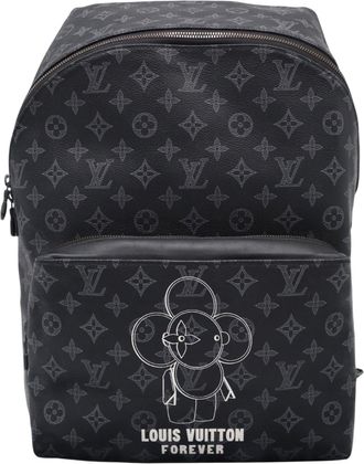 Louis Vuitton Monogram Black Gray White Coated Canvas Leather Backpack (Pre-Owned)