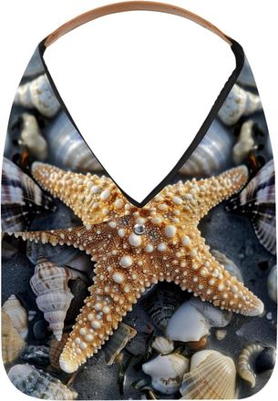 Generic Beach Starfish Seashell (1) Reusable Lightweight Grocery Bags - Foldable Into Compact Pouch, Washable & Sturdy, Multipurpose for Shopping and Travel