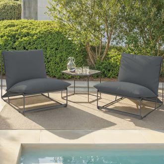 IDMarket Lote De 2 Sillones De Jard&iacute;n Napoli Gris Con Cojines Gris Antracita