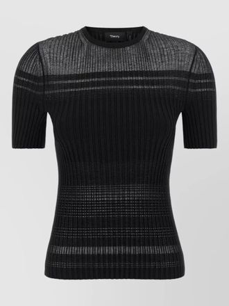 Theory crew neck knit top sheer panels