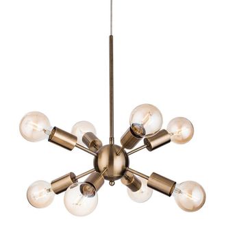 Netlighting Alfa 8 Light Multi Arm Ceiling Pendant Antique Brass E27 in Gold