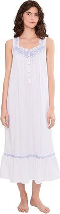 Eileen West Cotton Lawn Sleeveless Ballet Gown Womens Pajama White With Lavender Embelishment : MD