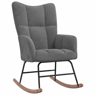 vidaXL Silla Mecedora De Terciopelo Gris Oscuro Vidaxl