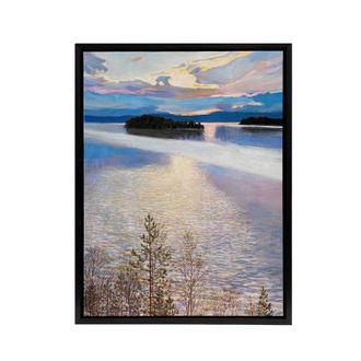 Artery8 Akseli Gallen Kallela Lake View Coastal Landscape Framed Canvas Art | Size: W24 x H32