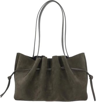 Yuzefi Tassen, Dames, Bruin, ONE Size, Leer, Scallop Schoudertas