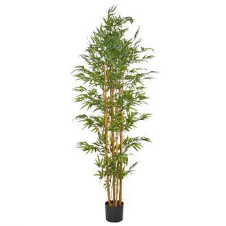Beliani Planta Artificial En Maceta Para Interior Decoraci&oacute;n De Pl&aacute;stico 220 Cm Con Maceta Negra Bamboo
