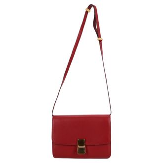 Celine Celine Medium Classic Box schoudertas in bordeauxrood kalfsleer
