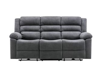 VENTE-UNIQUE.COM Sof&aacute; relax poli&eacute;ster 3 plazas gris 199x95cm