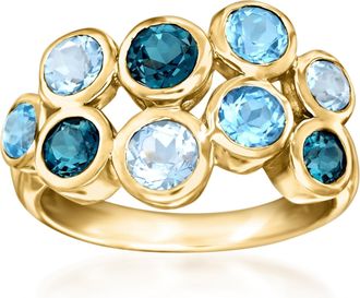 Ross-Simons Tonal Blue Topaz Bubble Ring in 18kt Gold Over Sterling
