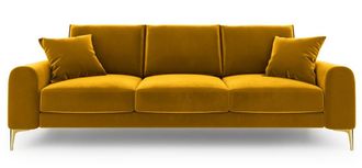 BLOOMINGLOFT 4-Sitzer Designsofa Madara mit Samtbezug - Beine Gold