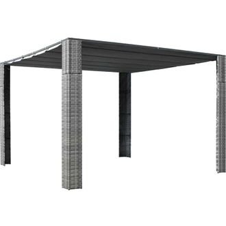 vidaXL Vidaxl - Cenador Techo Rat&aacute;n Sint&eacute;tico 300x300x220 Cm Gris Y Antracita