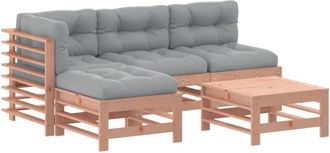vidaXL Juego De Muebles Jard&iacute;n 5 Pzas Y Cojines Madera Abeto Douglas Vidaxl