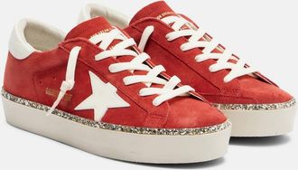 Golden Goose Hi Star glitter-trimmed suede sneakers