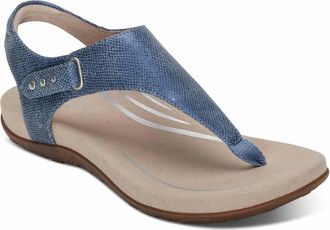 Aetrex Womens Ellie Quarter Strap Thong Sandal In Blue