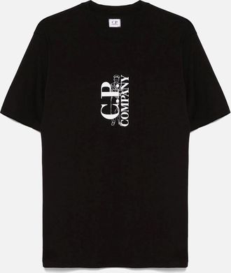 C.P. Company Mens 30/1 Vertical Logo T-shirt Black - Size: 38