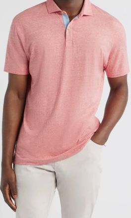 Johnnie-O Starnes Heathered Cotton Blend Polo In Slate Rose