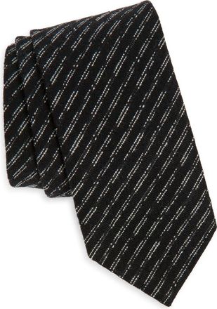 BOSS Textured Stripe Wool Tie in Black at Nordstrom