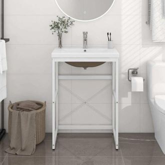 vidaXL Estructura De Ba&ntilde;o Con Lavabo Incorporado Hierro Blanco Vidaxl