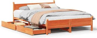 vidaXL Estructura De Cama Sin Colch&oacute;n Madera Maciza Marr&oacute;n 120x190 Cm Vidaxl