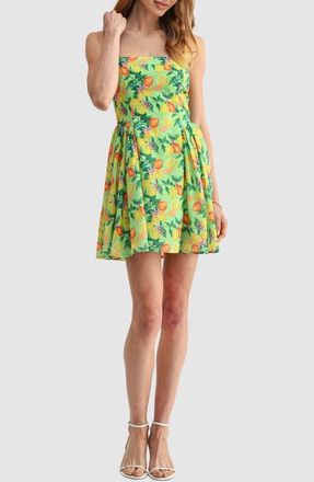All in Favor Lemon Print Princess Cut Minidress at Nordstrom, Size X-Small