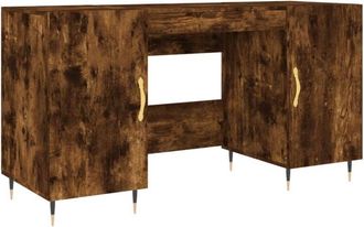 vidaXL Desk Smoked Oak 140x50x75 cm Engineered Wood Vidaxl