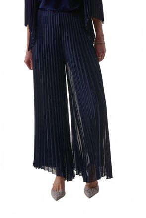 Joseph Ribkoff Pleated Pull On Wide Leg Pant In Midnight Blue