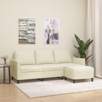 vidaXL Vidaxl - Divano a 3 Posti con Poggiapiedi Crema 180 cm in Similpelle