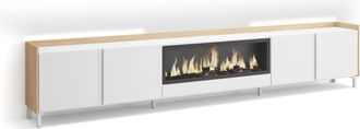 Skraut Home Skraut Home - Mueble Tv, Televisi&oacute;n, Muebles De Sal&oacute;n, Almacenaje, 315x35x61cm, Para Tv Hasta 80, Chimenea El&eacute;ctrica Xxl, Dise&ntilde;o Industrial, Led, Esti
