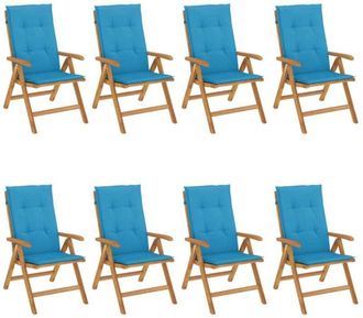 vidaXL Sillas De Jard&iacute;n Reclinables Y Cojines 8 Uds Madera Maciza Teca Vidaxl