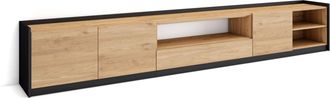 Skraut Home Skraut Home - Mueble Tv, Televisi&oacute;n, 310x37x50cm, Para Tv Hasta 80, Roble Y Negro