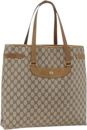 Gucci Pre-owned GG Canvas Tote Bag - Dames - Vintage Shopper - Beige - ONE Size - Leer - Vintage