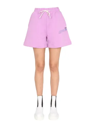Msgm Relaxed Fit Cotton Shorts with Adjustable Waistband
