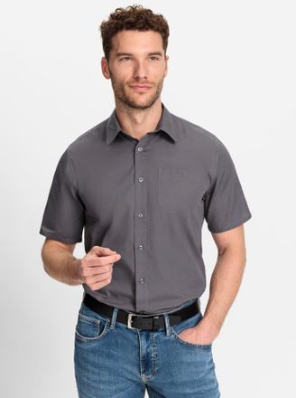 Marco Donati Kurzarmhemd MARCO DONATI, Herren, Gr. 39/40, Normalgr&ouml;ssen, grau (anthrazit), 100% Baumwolle, unifarben, klassisch, Hemden Kurzarmhemd