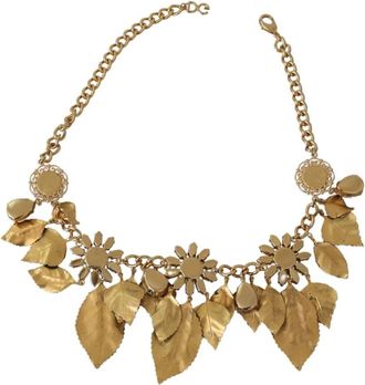 Dolce & Gabbana Blader Kristal Hanger Ketting - Dames - Kettingen - Geel - ONE Size - Accessoires