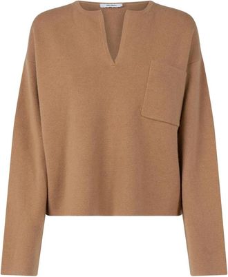 Max Mara Wollen V-hals trui - Dames - V-hals truien - Bruin - XS - Wol - Truien & Vesten