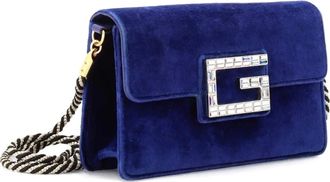 Gucci G Broadway Shoulder Bag Velvet with Crystals Small crossbody bag - Blauw