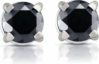 Pompeii3 White Gold 1/2ct Round Cut Black Diamond Studs 14k